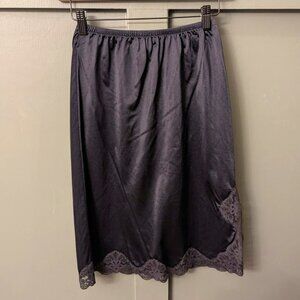 Vintage Black Lace Trimmed Slip, Layering Piece, Women's Size Small